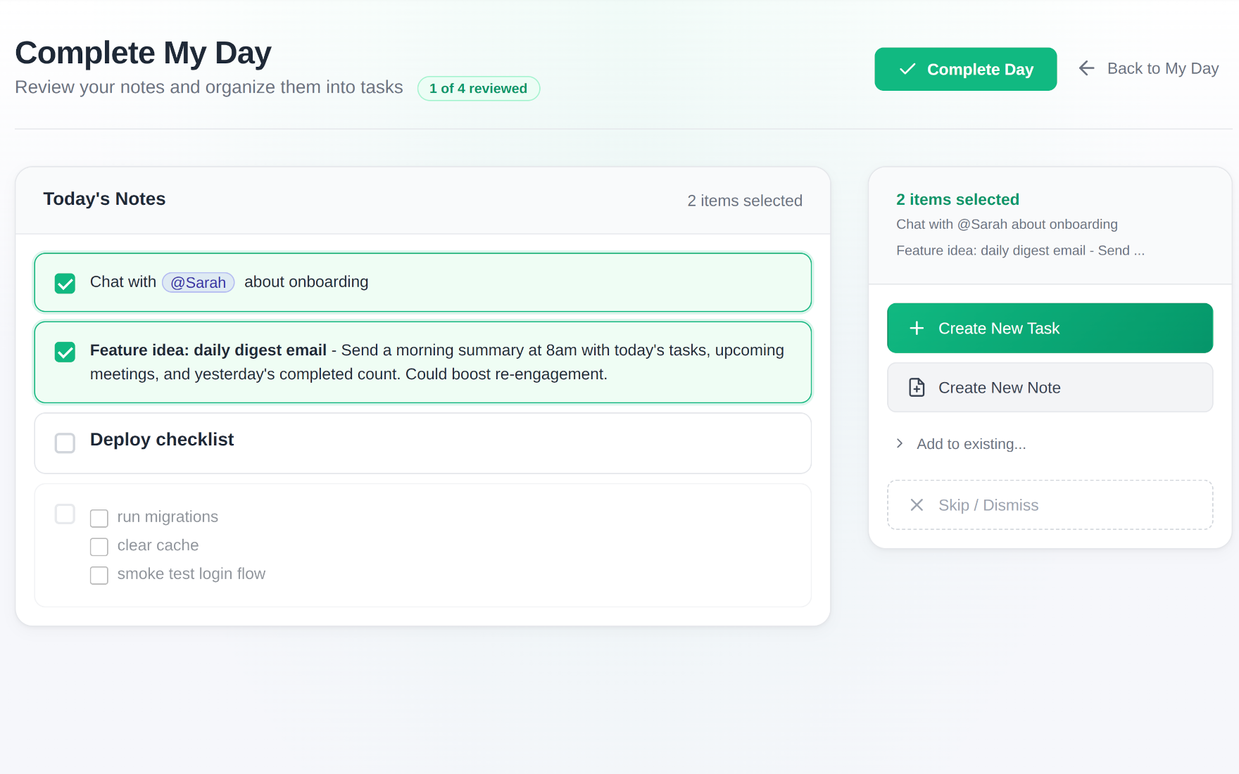 todovo.io notes gallery with rich text editing and project associations